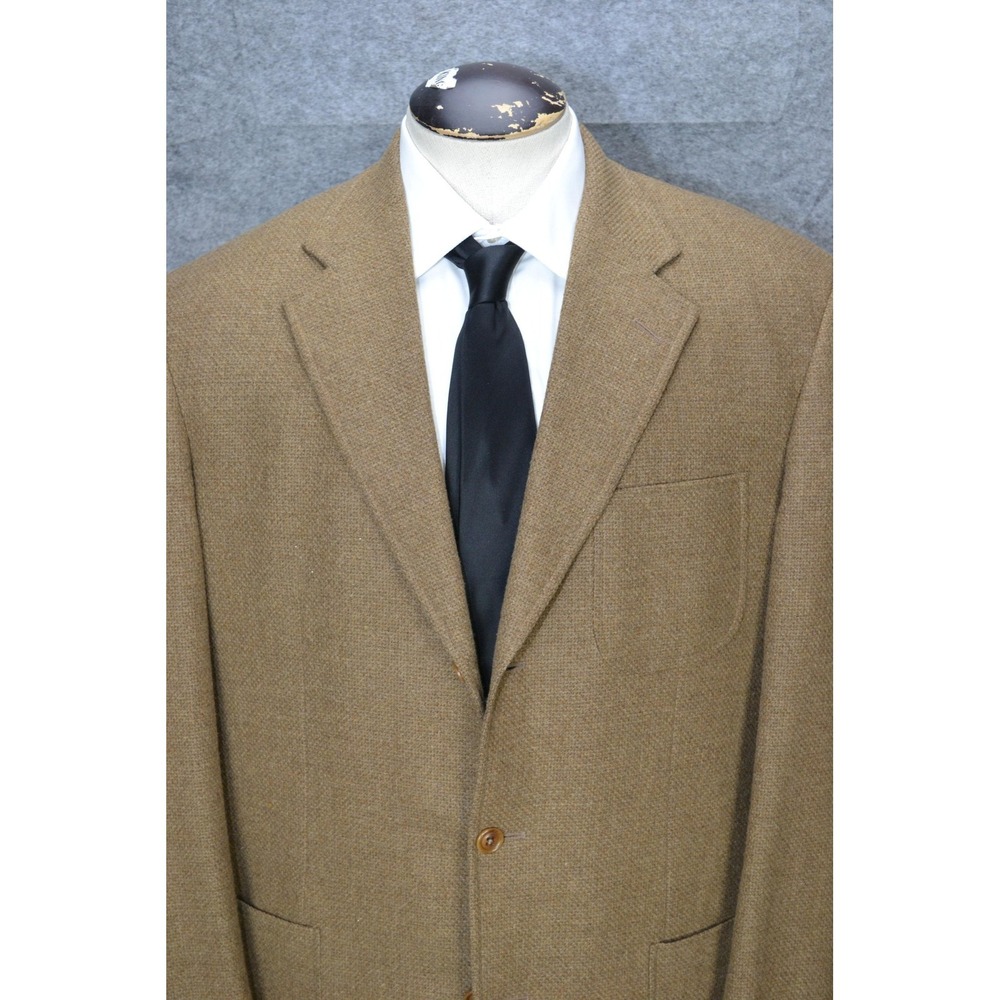 Samuelsohn Cashmere Sport Coat Mens 42L Brown‎ Wool Tweed Casual Blazer Jacket
